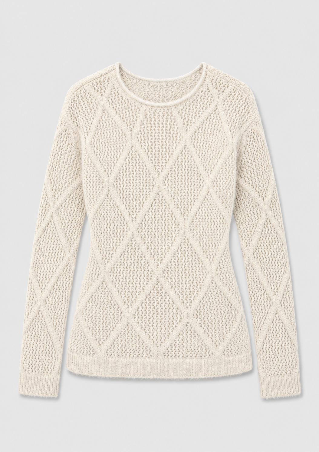 Open-Knit Diamond Argyle Sweater_Front